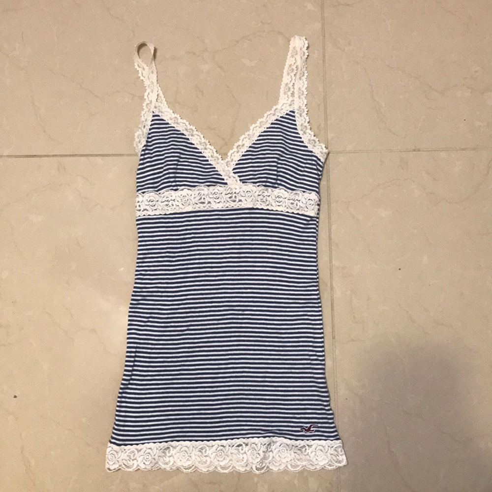 Blue Thin Striped Tank Top/Camisole